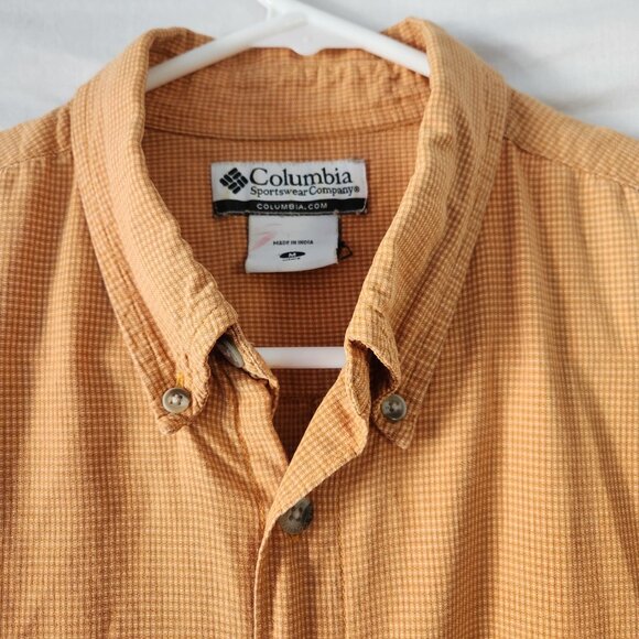 Columbia Men's Short Sleeve Button Down Shirt Orange Size Medium 100% Cotton - Picture 4 of 6